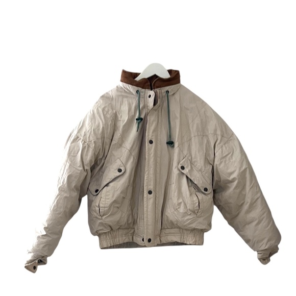 Vintage Men's Retro DASH Lifes Adventures Down Filled Ski Tan Jacket, Size Large - Picture 1 of 16